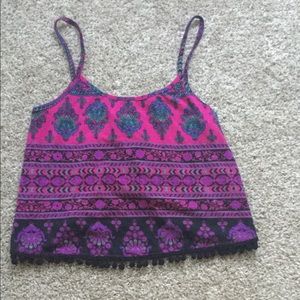 Charlotte Russe Pink and Purple Patterned Tank Top